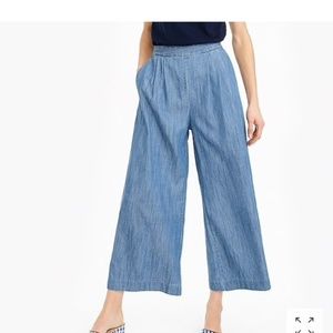 J. Crew Wide-leg Cropped Chambray Pant EUC